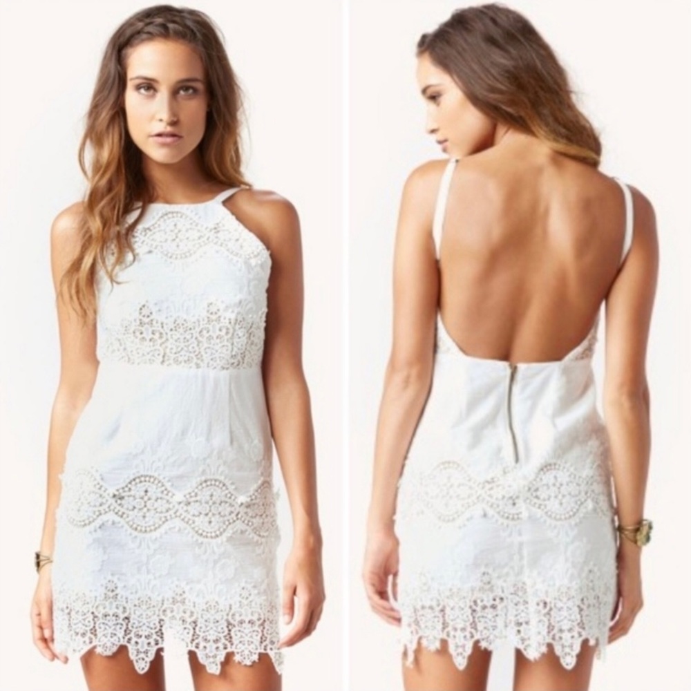 Stone Cold Fox Georgia White Cotton Lace Mini Dress